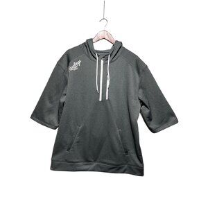 Mens Rawlings Gray Baseball Coach Short Sleeve Pullover Hoodie Large